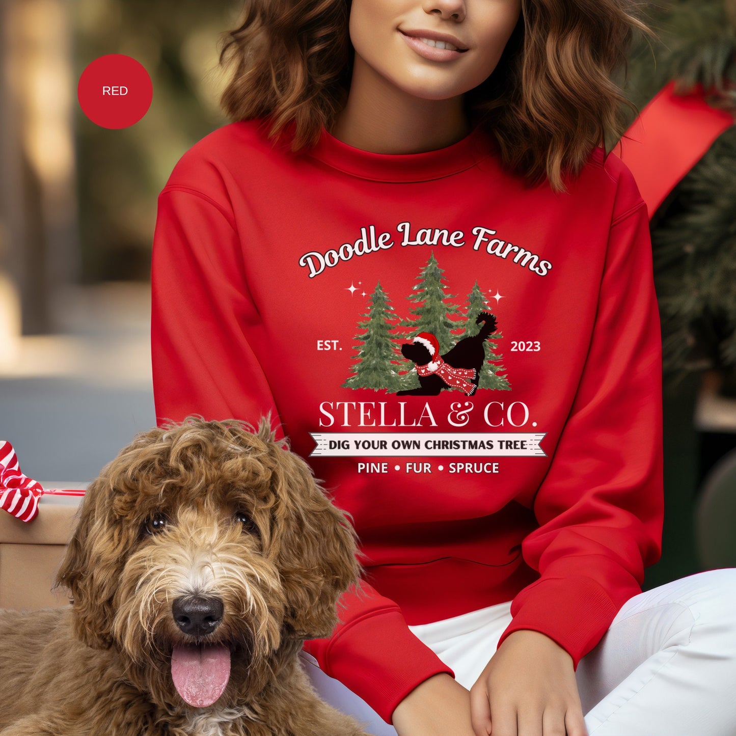 Personalized Doodle Dog Christmas Sweatshirt - Goldendoodle, Labradoodle, Bernedoodle, Aussiedoodle, Sheepadoodle Etc, Doodle Mom