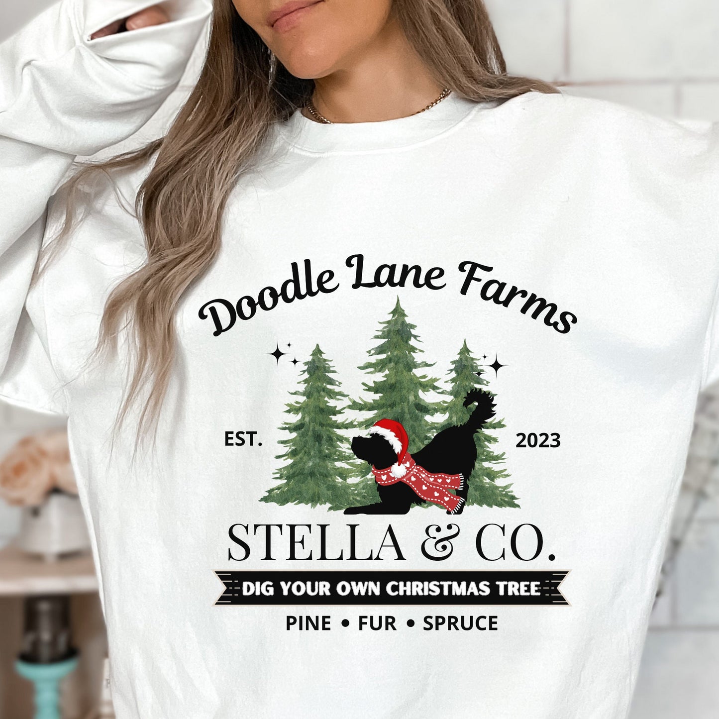 Personalized Doodle Dog Christmas Sweatshirt - Goldendoodle, Labradoodle, Bernedoodle, Aussiedoodle, Sheepadoodle Etc, Doodle Mom