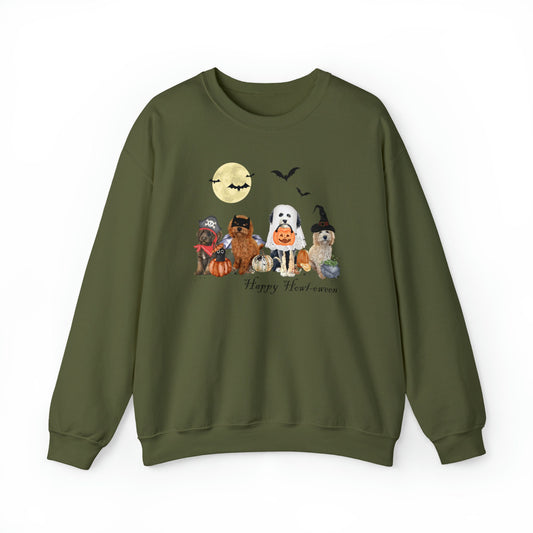 Doodle Dogs Halloween Green Sweatshirt - Goldendoodle, Labradoodle, Bernedoodle, Cockapoo, Fun Doodle Mom Halloween Shirt