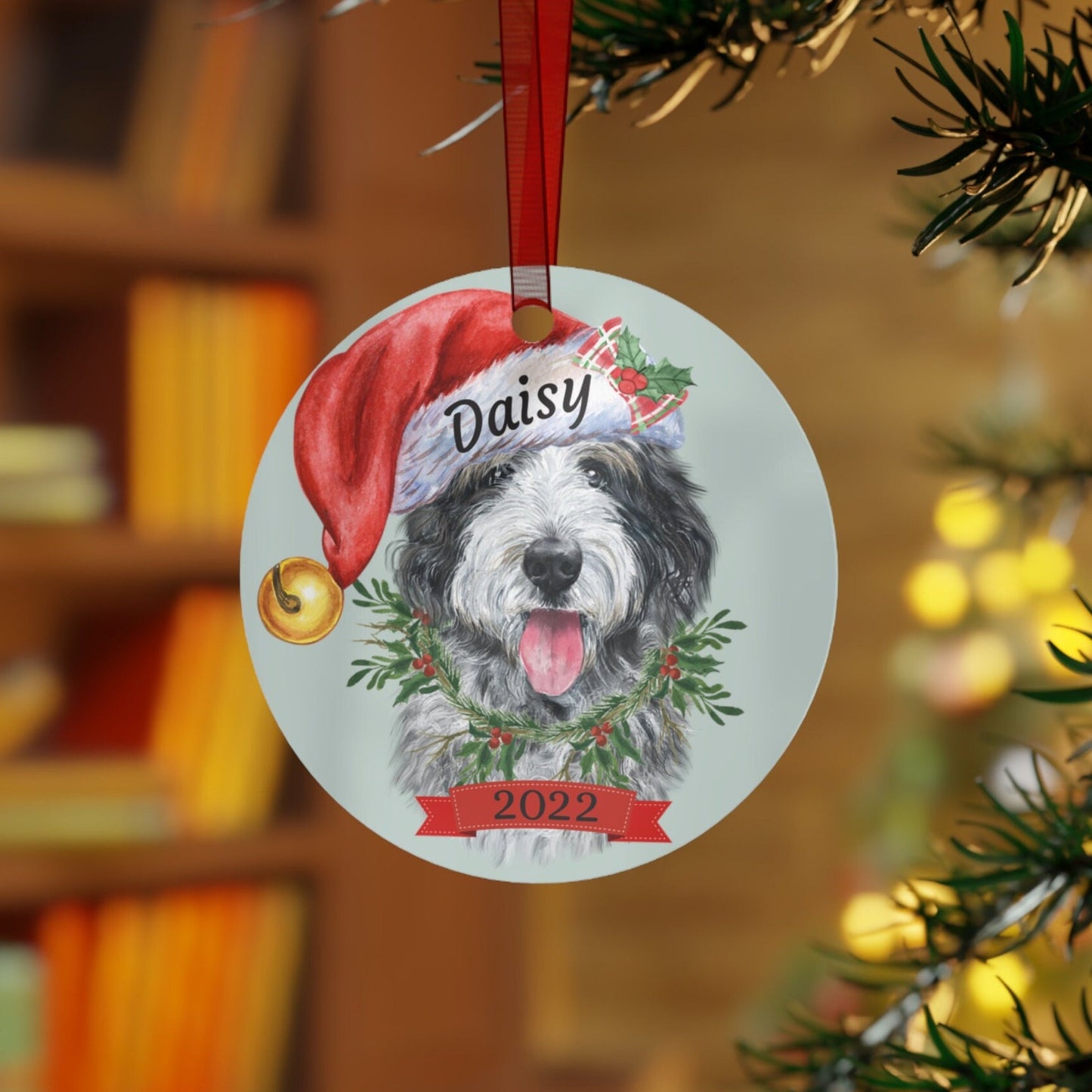 Sheepadoodle Christmas Ornament - Personalized Sheepadoodle, Aussiedoodle, Doodle Dog  Metal Ornament, Doodle Mom or Dad Git Idea