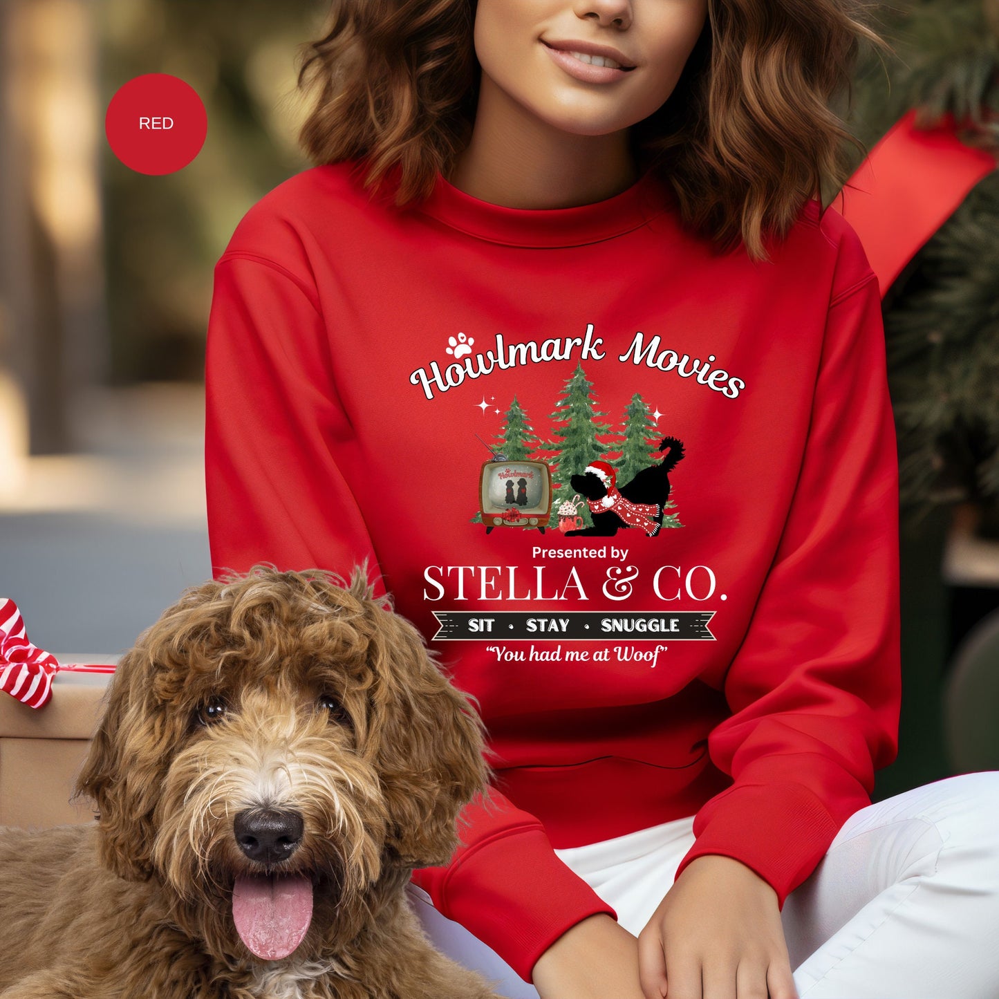 Personalized Doodle Dog Christmas Sweatshirt - Goldendoodle, Bernedoodle Labradoodle, Aussiedoodle, Etc. Funny Doodle Dog Mom Gift