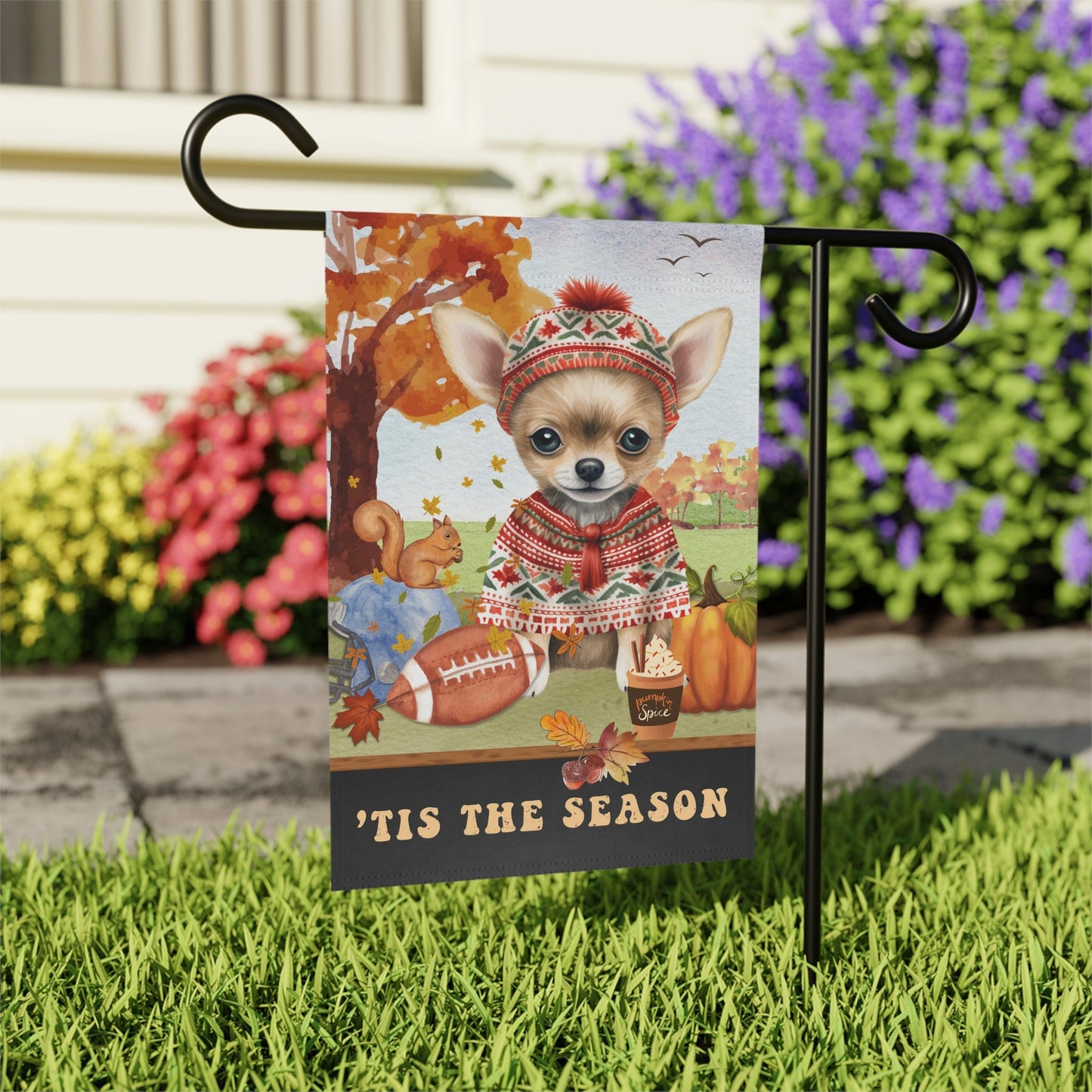 Personalized Chihuahua Dog Fall Garden Flag - Football, Pumpkin Spice, Chihuahua Flag, Chihuahua Dog Mom Autumn Gift