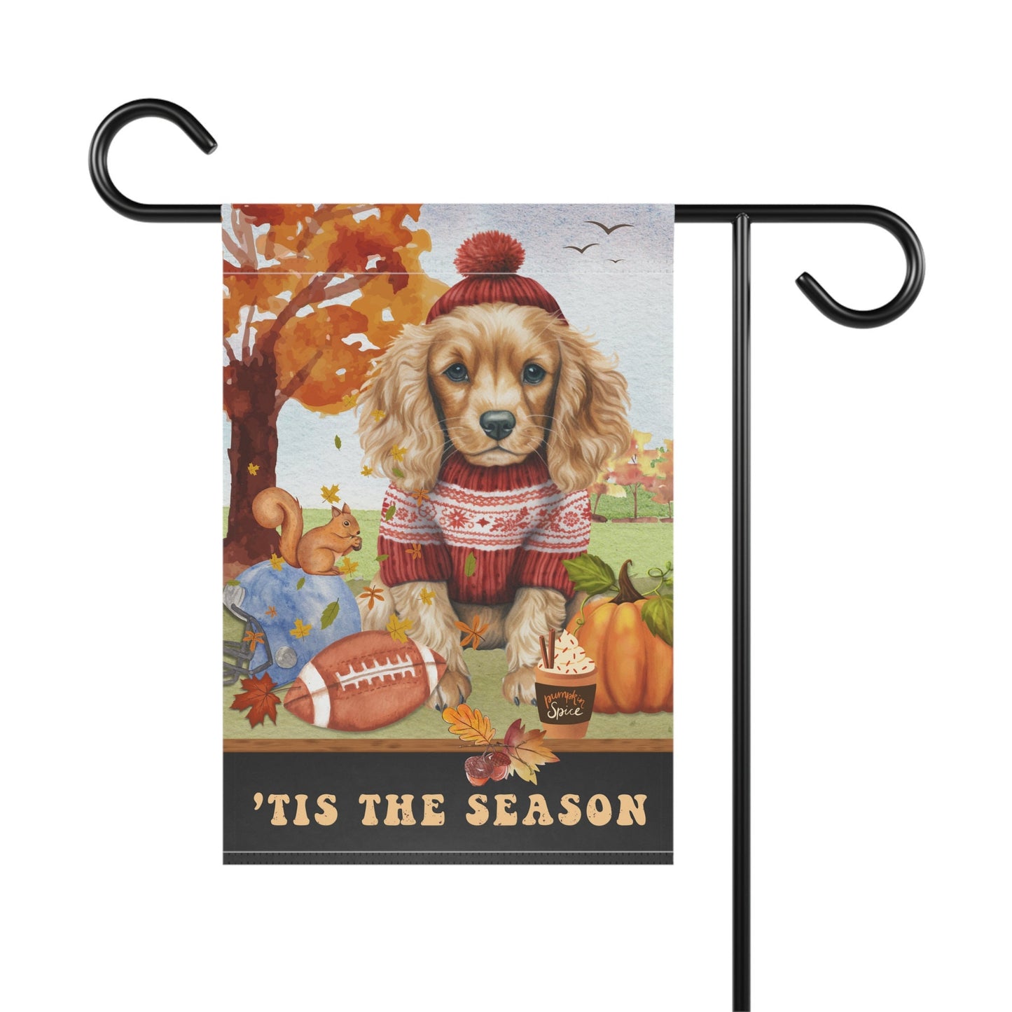 Personalized Cocker Spaniel Dog Fall Garden Flag - Cocker Spaniel Football, Pumpkin Spice, Flag, Cocker Spaniel  Dog Mom Autumn Gift