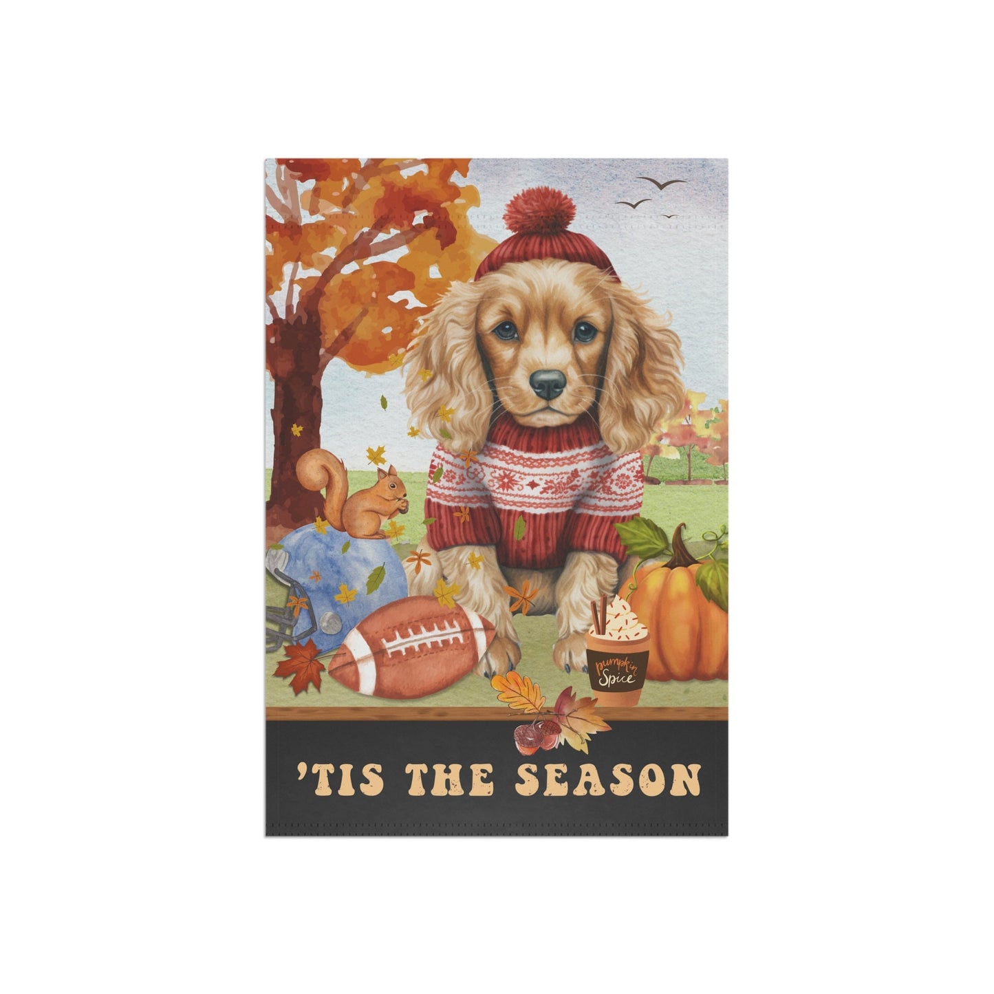 Personalized Cocker Spaniel Dog Fall Garden Flag - Cocker Spaniel Football, Pumpkin Spice, Flag, Cocker Spaniel  Dog Mom Autumn Gift