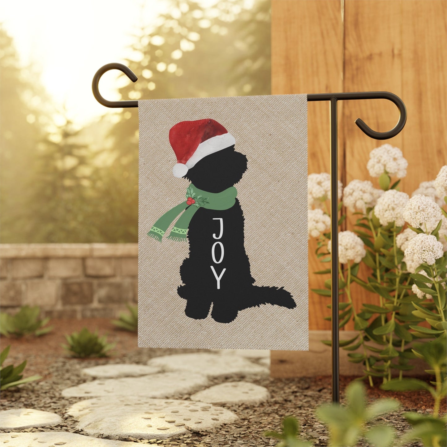 Doodle Dog Christmas Flag - Minimalistic Design, Reprsents Goldendoodles, Labradoodles, Bernedoodles, Etc. Pole Not Included, 2 Si