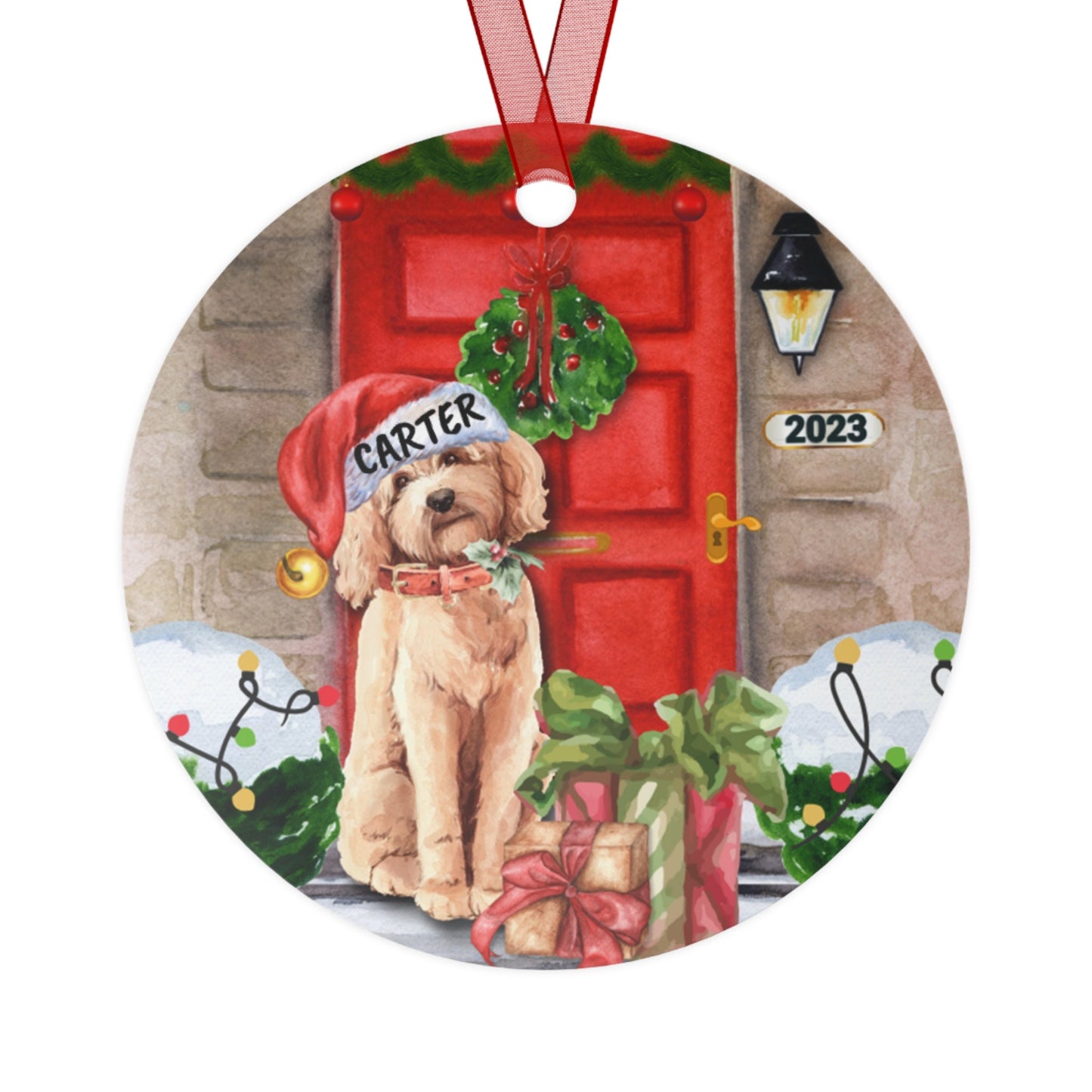 Personalized Custom Goldendoodle Ornament - Doodle Dog Christmas Metal Ornament, Doodle Dog Mom Dad Gift Idea, Double Sided Print