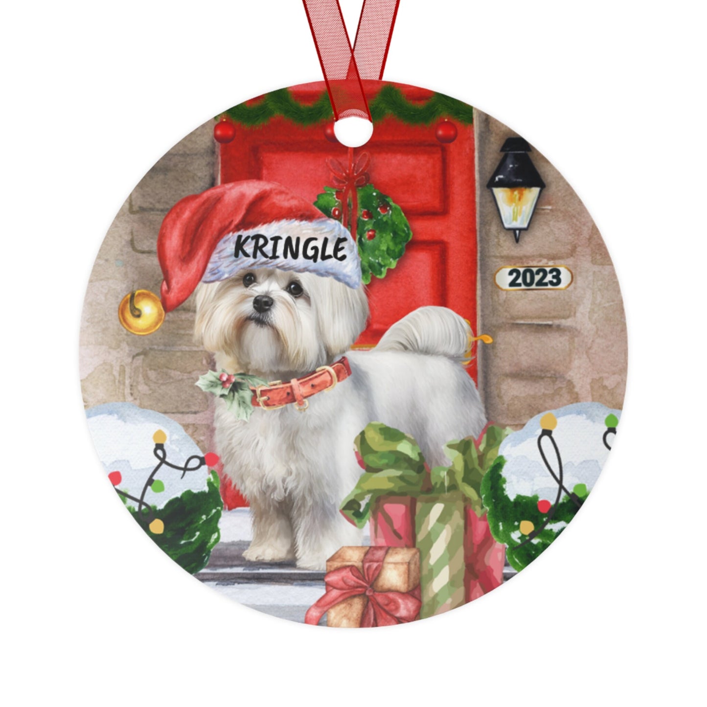 Personalized Maltese Dog Christmas Ornament - Maltese Mom Gift, Metal Ornament, Custom Maltese Gift Ornament