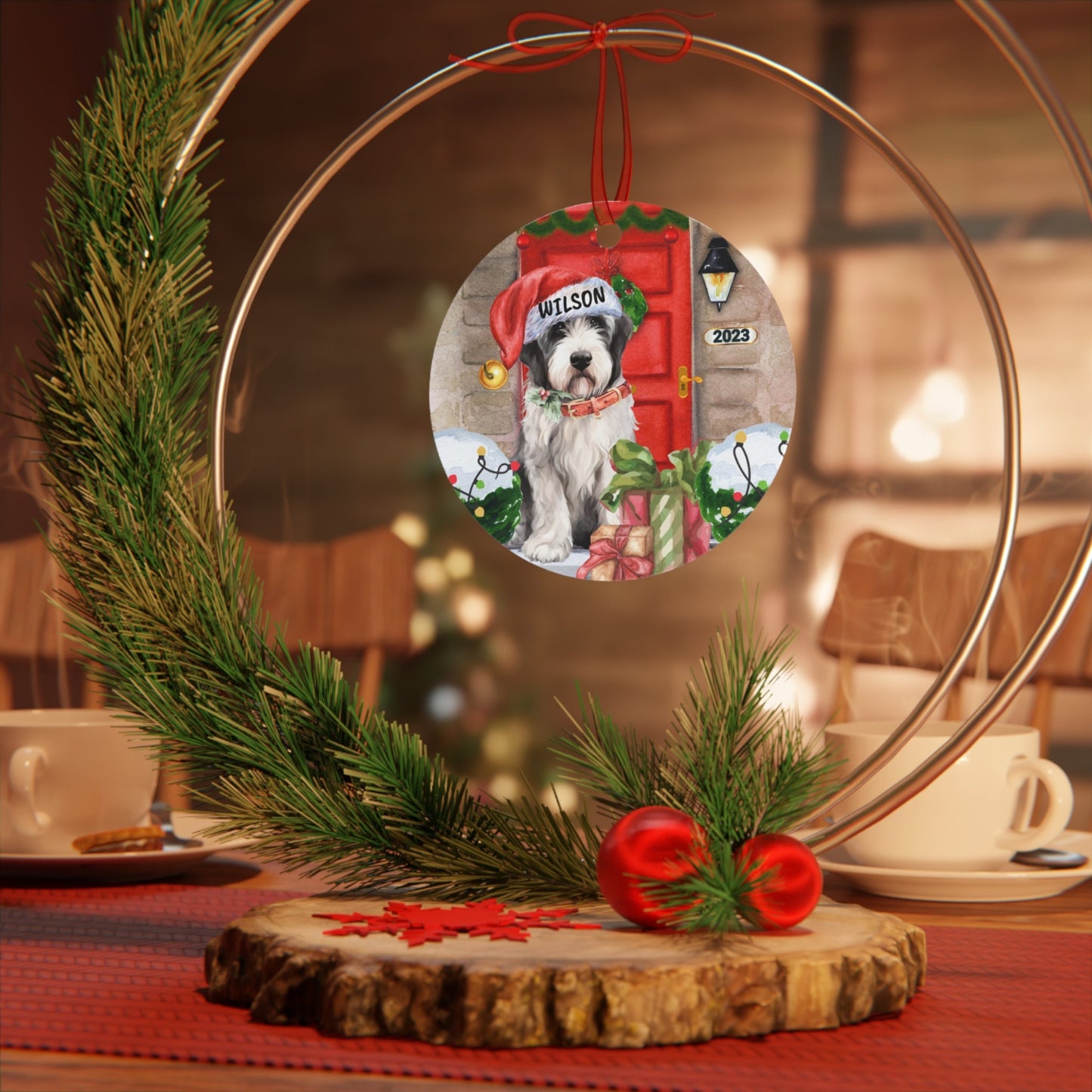 Personalized Sheepadoodle - Bernedoodle, Doodle Dog Christmas Ornament, Doodle Mom Gift, Metal Ornament, Sheepdog Gift