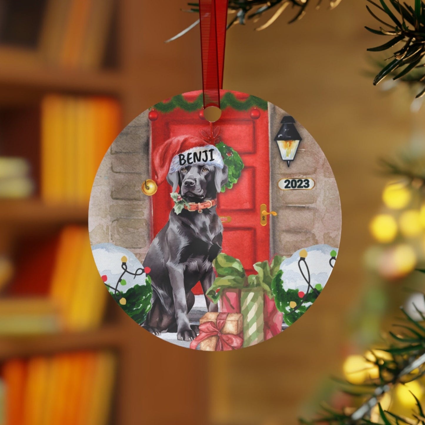 Personalized Black Labrador Retriever Dog Christmas Ornament - Black Lab Mom Gift, Metal Ornament, Custom Labrador Retriever Gift