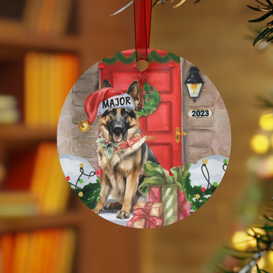 Personalized German Shepherd Dog Christmas Ornament - German Shepherd Mom Gift, Metal Ornament, Custom German Shepherd Gift Orname