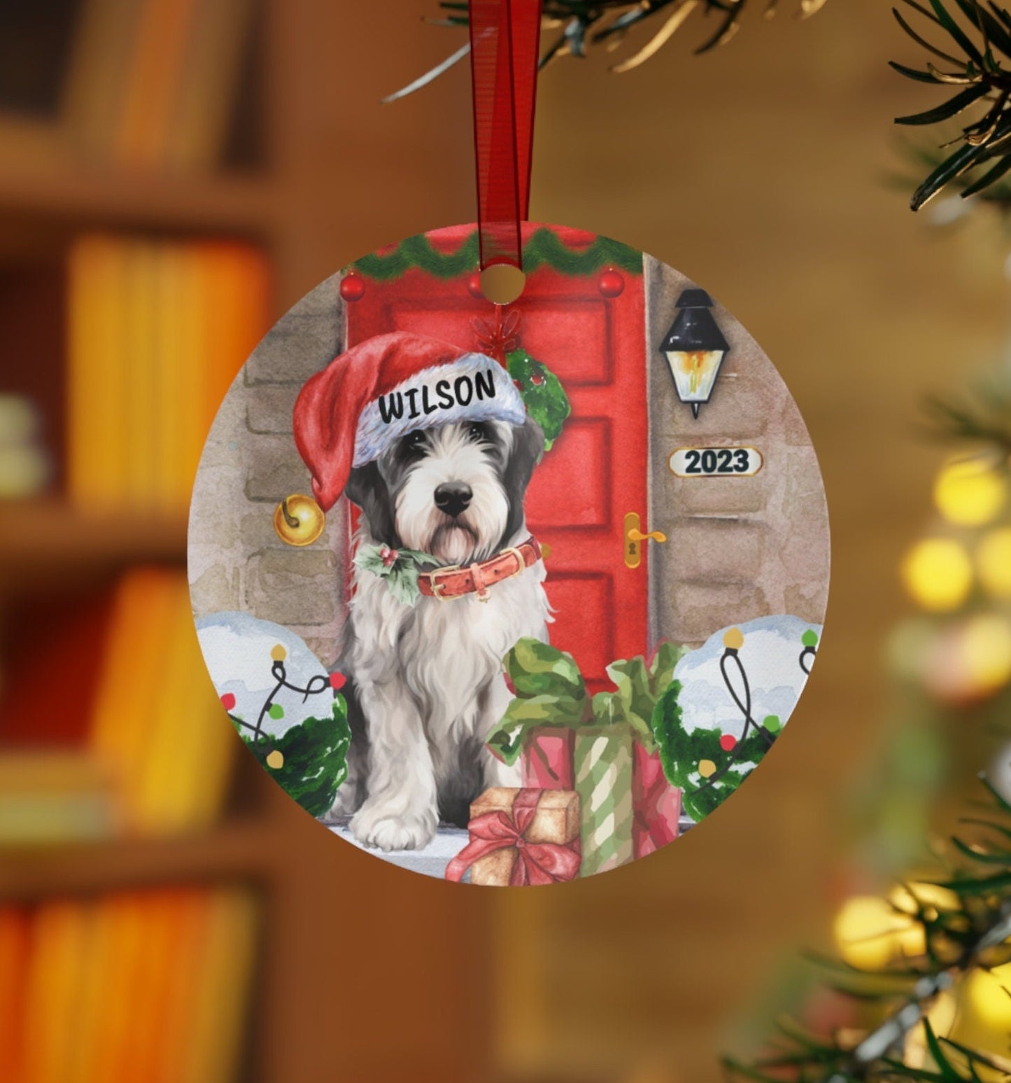 Personalized Sheepadoodle - Bernedoodle, Doodle Dog Christmas Ornament, Doodle Mom Gift, Metal Ornament, Sheepdog Gift