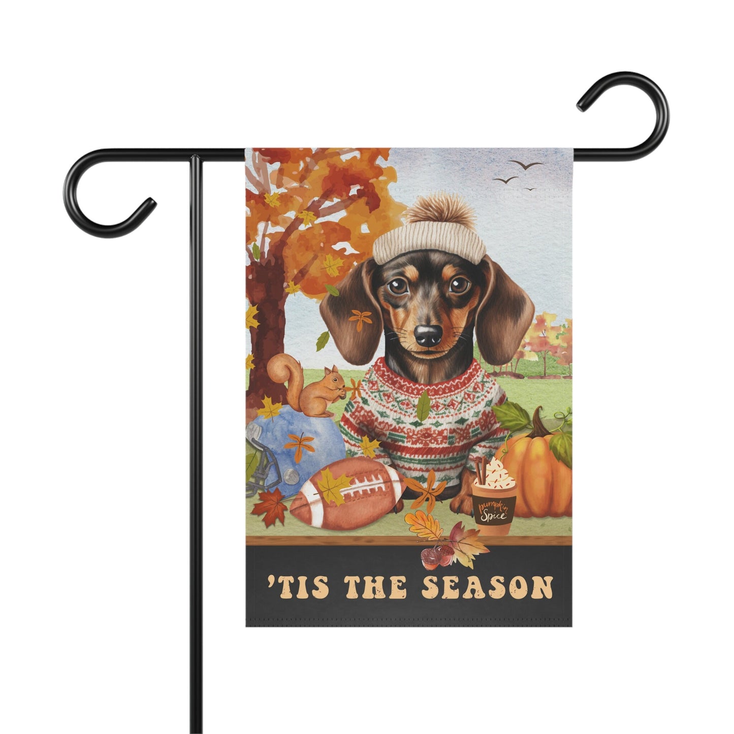 Personalized Dachshund - Doxie Dog Fall Garden Flag, Dachshund Football, Pumpkin Spice, Flag, Doxie Dog Mom Autumn Gift