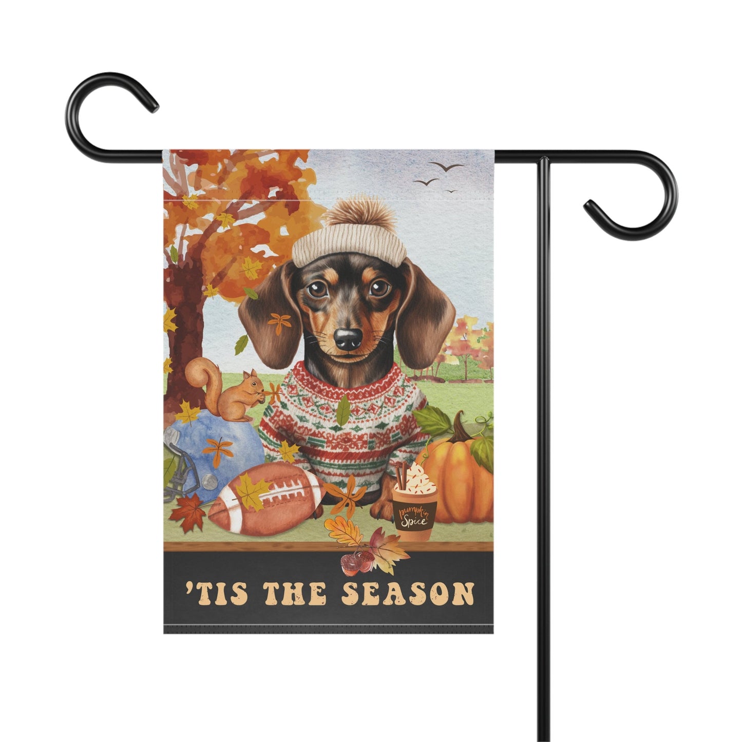 Personalized Dachshund - Doxie Dog Fall Garden Flag, Dachshund Football, Pumpkin Spice, Flag, Doxie Dog Mom Autumn Gift