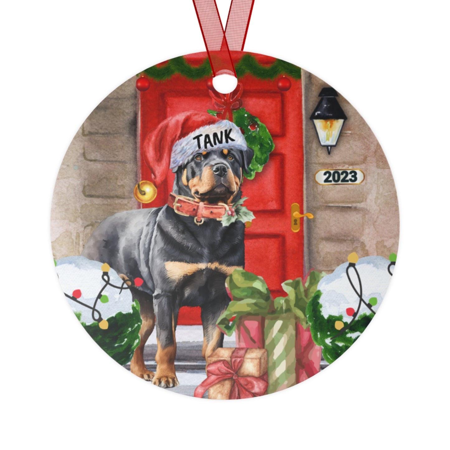 Personalized Rottweiler Dog Christmas Ornament - Rottweiler Mom Gift, Metal Ornament, Custom Rottweiler Gift Ornament