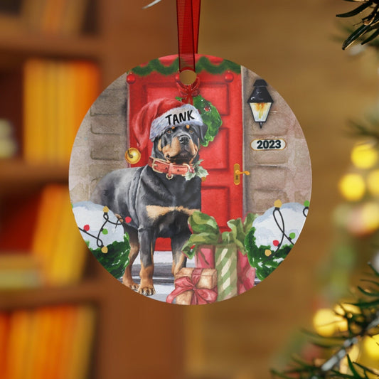 Personalized Rottweiler Dog Christmas Ornament - Rottweiler Mom Gift, Metal Ornament, Custom Rottweiler Gift Ornament