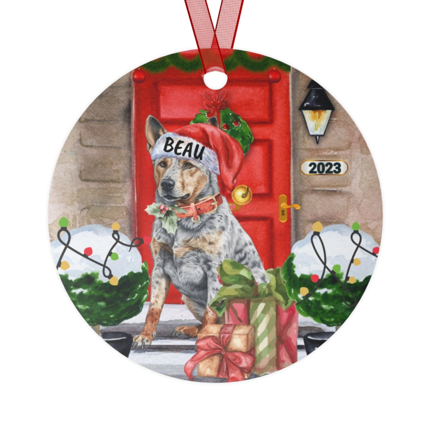 Personalized Australian Cattle Dog Christmas Ornament - Blue Heeler Mom Gift, Metal Ornament, Custom Blue Heeler, Cattle Dog Gift