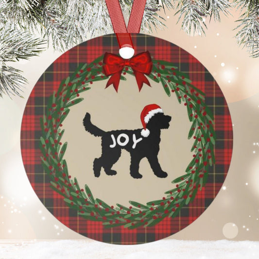 Doodle Dog Metal Joy Ornament - Doodle Mom or Dad Christmas Gift, Represents Many Doodle Breeds, Goldendoodle, Labradoodle, Berned