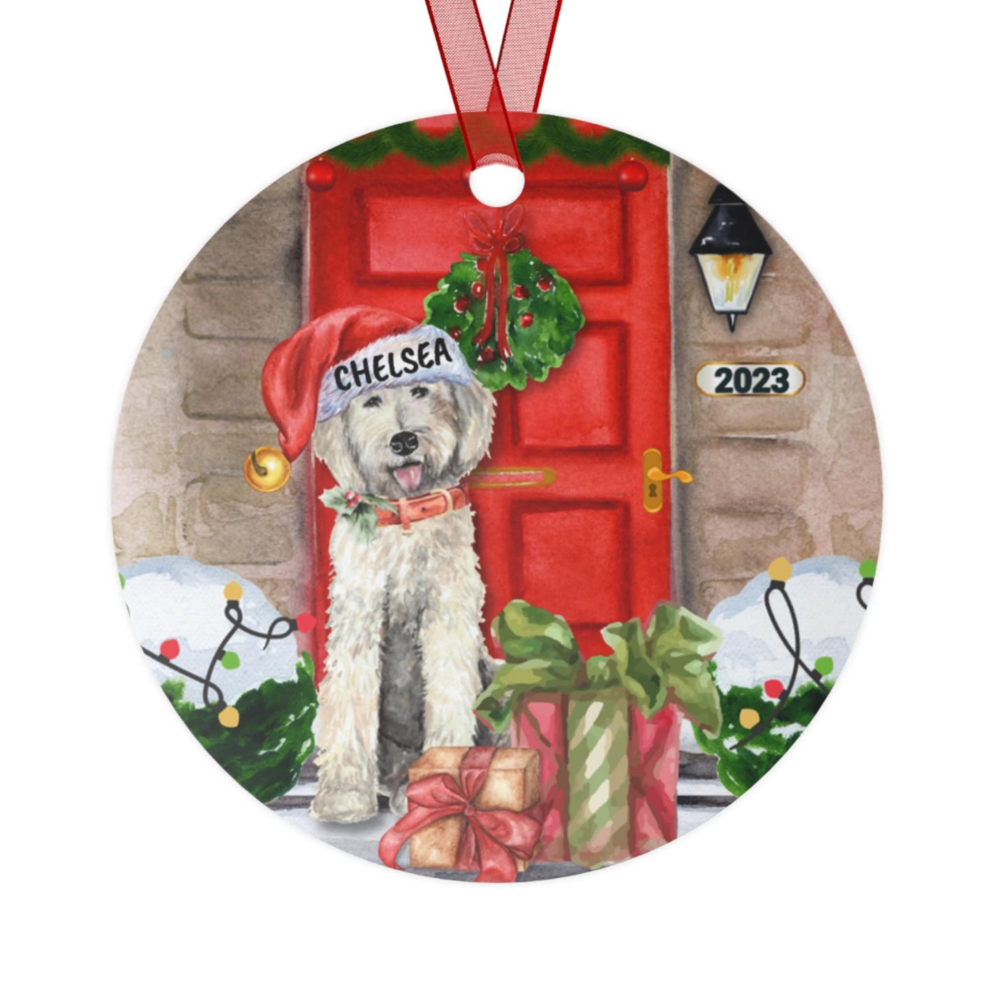 Labradoodle Christmas Ornament Personalized - Custom Doodle Dog Christmas Metal Ornament, Doodle Dog Mom Dad Gift Idea, Double Sid