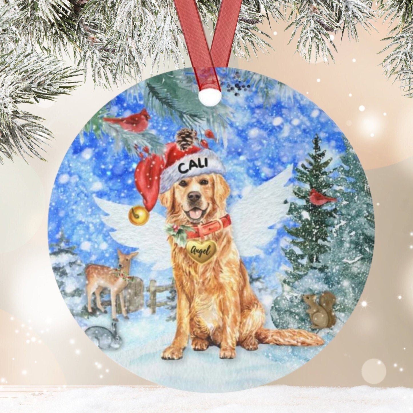 Personalized Golden Retriever  Memorial Ornament - Retriever  Mom Dad Sympathy Gift, Christmas Dog Memorial Ornament, Pet Loss Gif