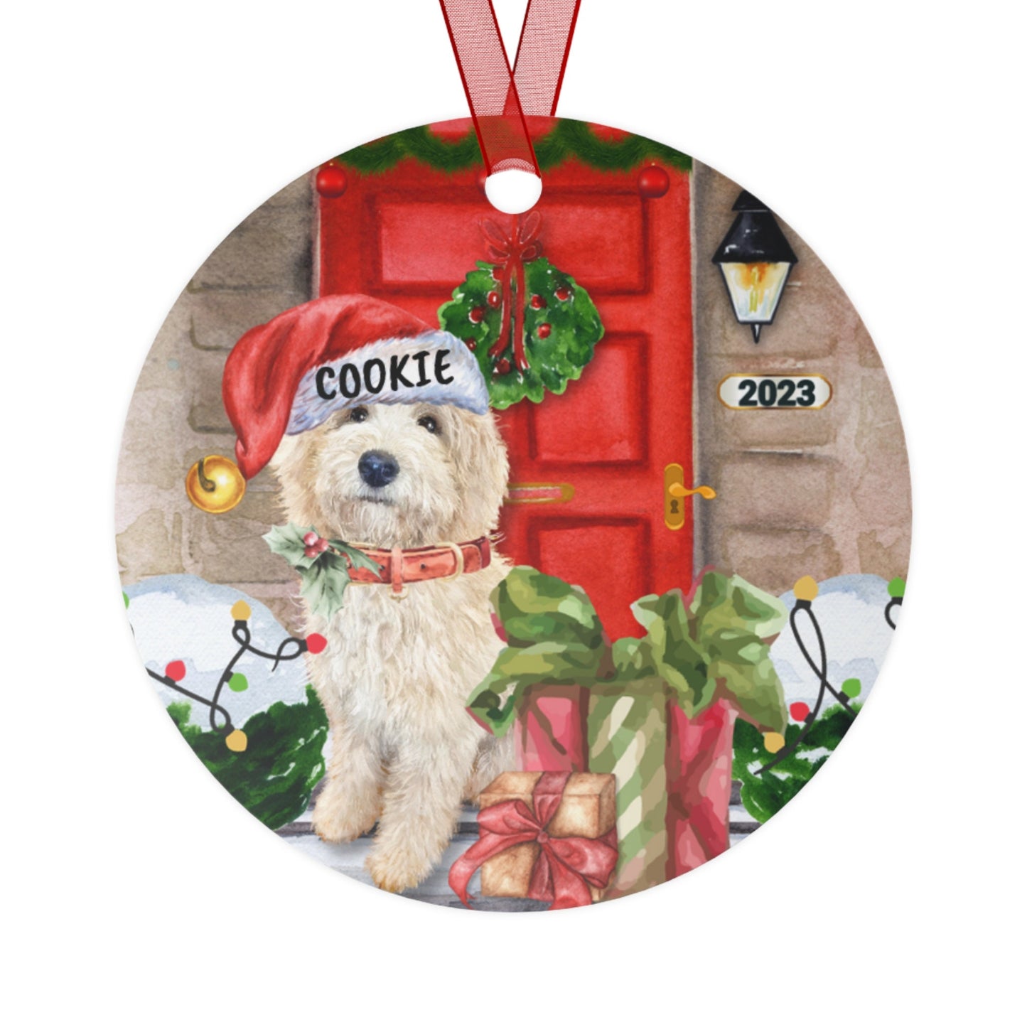 Personalized Light Blonde Goldendoodle - Tan Labradoodle Christmas Ornament, Doodle Dog, Cockapoo  Metal Ornament, Doodle Mom Gift