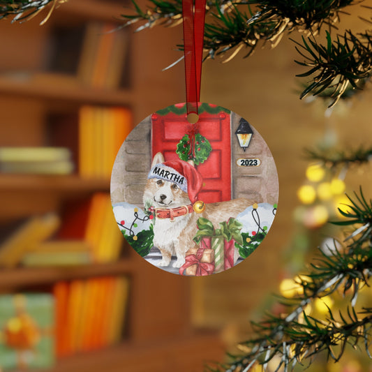 Personalized Custom Corgi Ornament - Corgi Dog Christmas Metal Ornament, Corgi Mom Dad Gift Idea, Durable and Double Sided Print