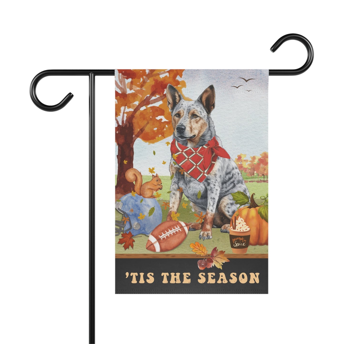 Australian Cattle Dog Blue Heeler Fall Garden Outdoor Flag - Football, Pumpkin Spice, Australian Cattle Dog Blue Heeler Mom Gift