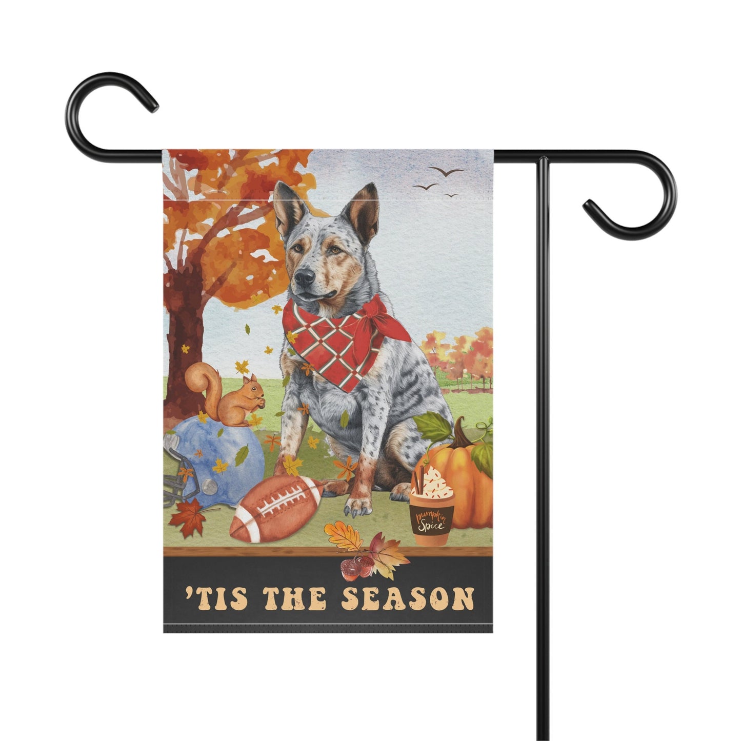 Australian Cattle Dog Blue Heeler Fall Garden Outdoor Flag - Football, Pumpkin Spice, Australian Cattle Dog Blue Heeler Mom Gift