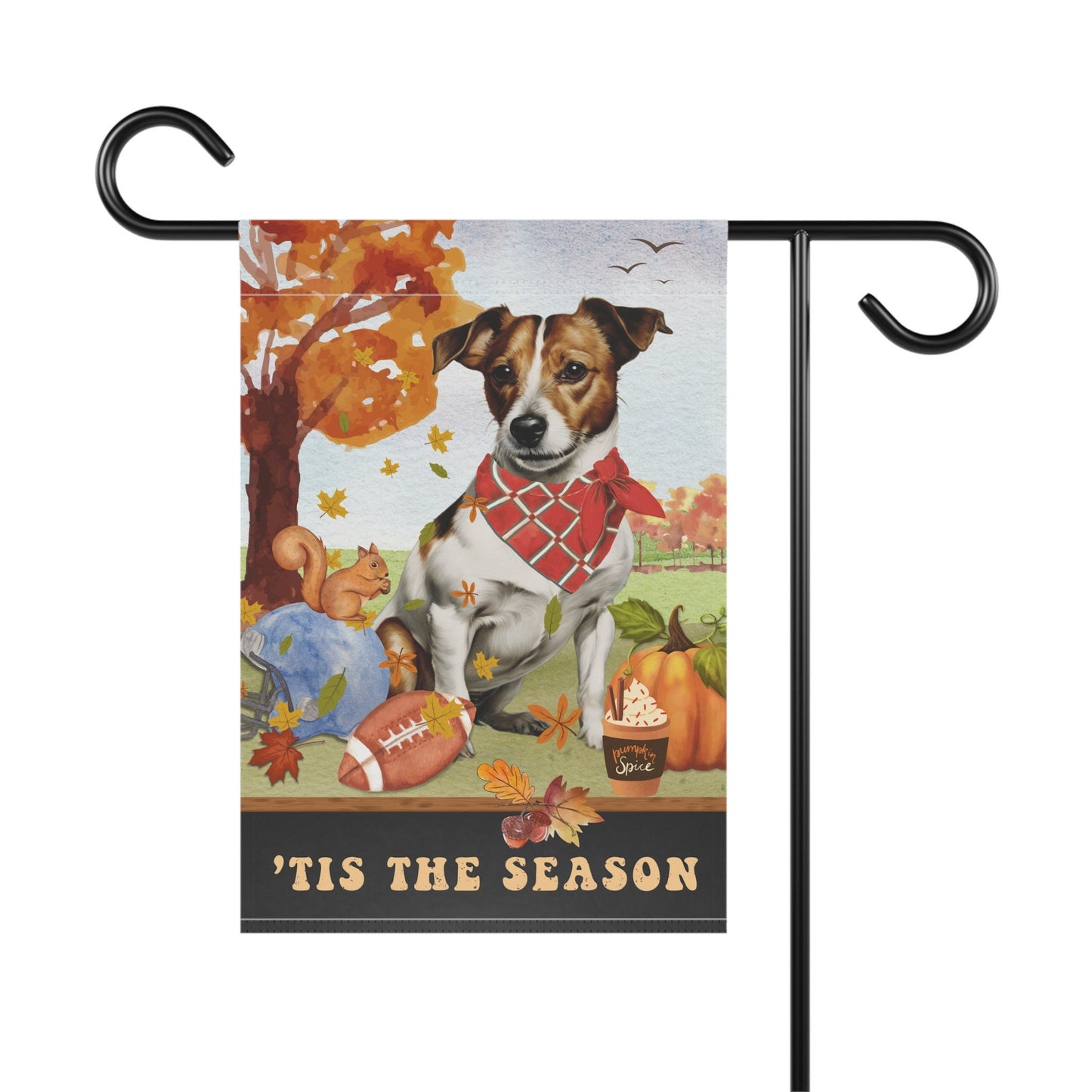 Jack Russell Terrier Fall Garden Flag - Football, Pumpkin Spice, Jack Russell Dog Flag, Jack Russell Mom Gift