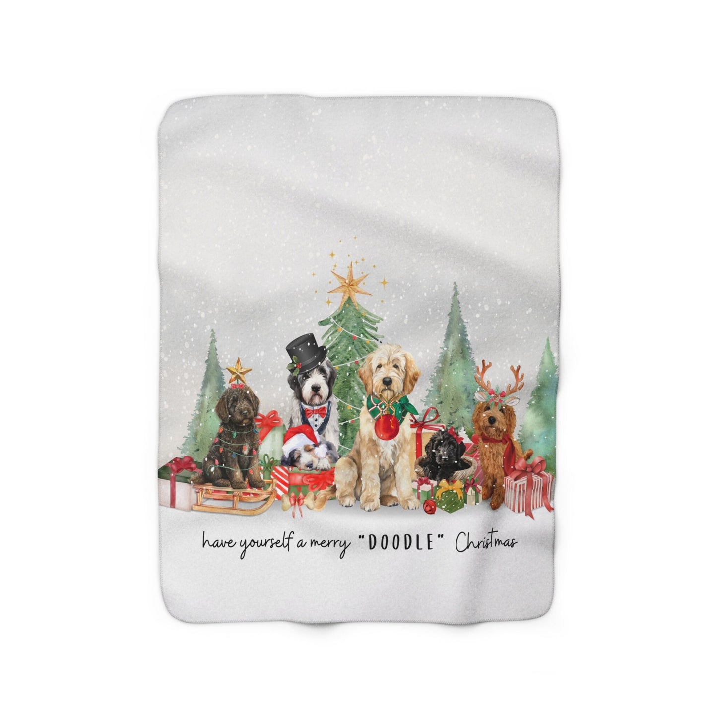 Doodle Dog Christmas Blanket - Goldendoodle, Bernedoodle, Sheepadoodle, Aussiedoodle, Cockapoo & More, Doodle Mom Christmas Gift