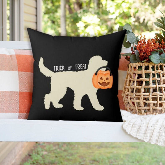 Doodle Dog Halloween Pillow - Doodle Silhouette Represents All Doodle Breeds, Goldendoodle, Labradodle, Bernedoodle, Aussiedoodle