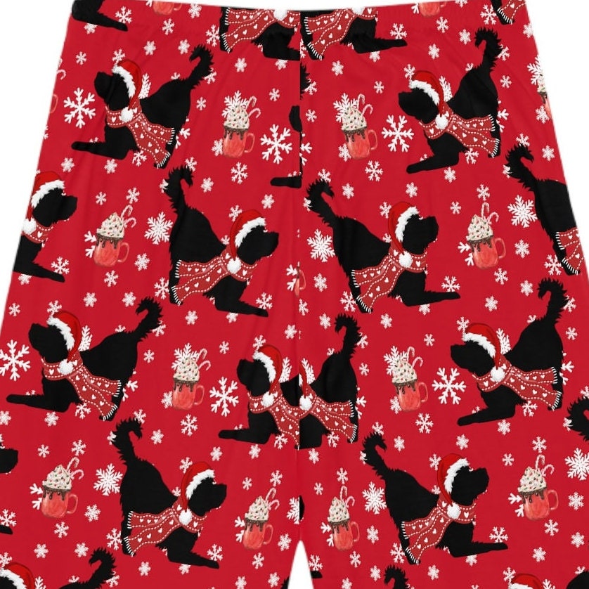 Doodle Dog Christmas Pajama Bottoms - Doodle Mom Pajama Lounge Pants, Doodle Mom Gift, Women's Dog Pajamas, Red Pair W Matching Sw