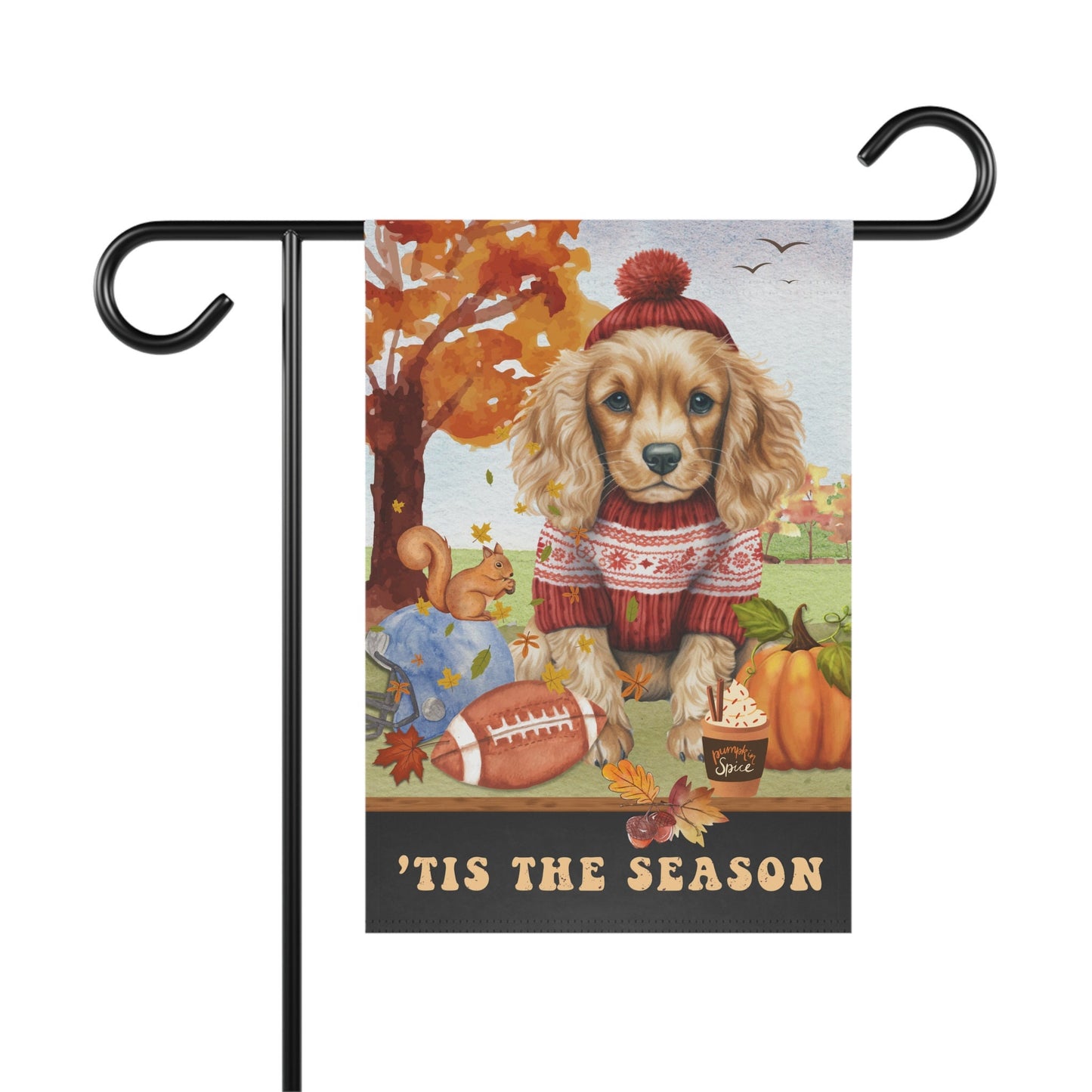 Personalized Cocker Spaniel Dog Fall Garden Flag - Cocker Spaniel Football, Pumpkin Spice, Flag, Cocker Spaniel  Dog Mom Autumn Gift