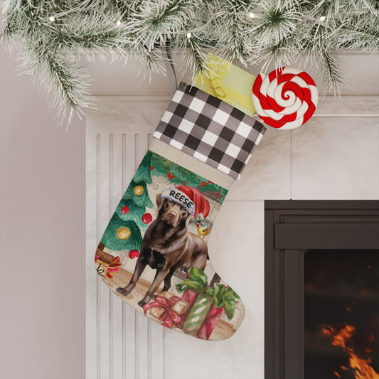 Personalized Chocolate Labrador Retriever  Christmas Stocking - Custom Brown Lab Mom or Dad Gift, Brown Lab Gift, Dog Stocking