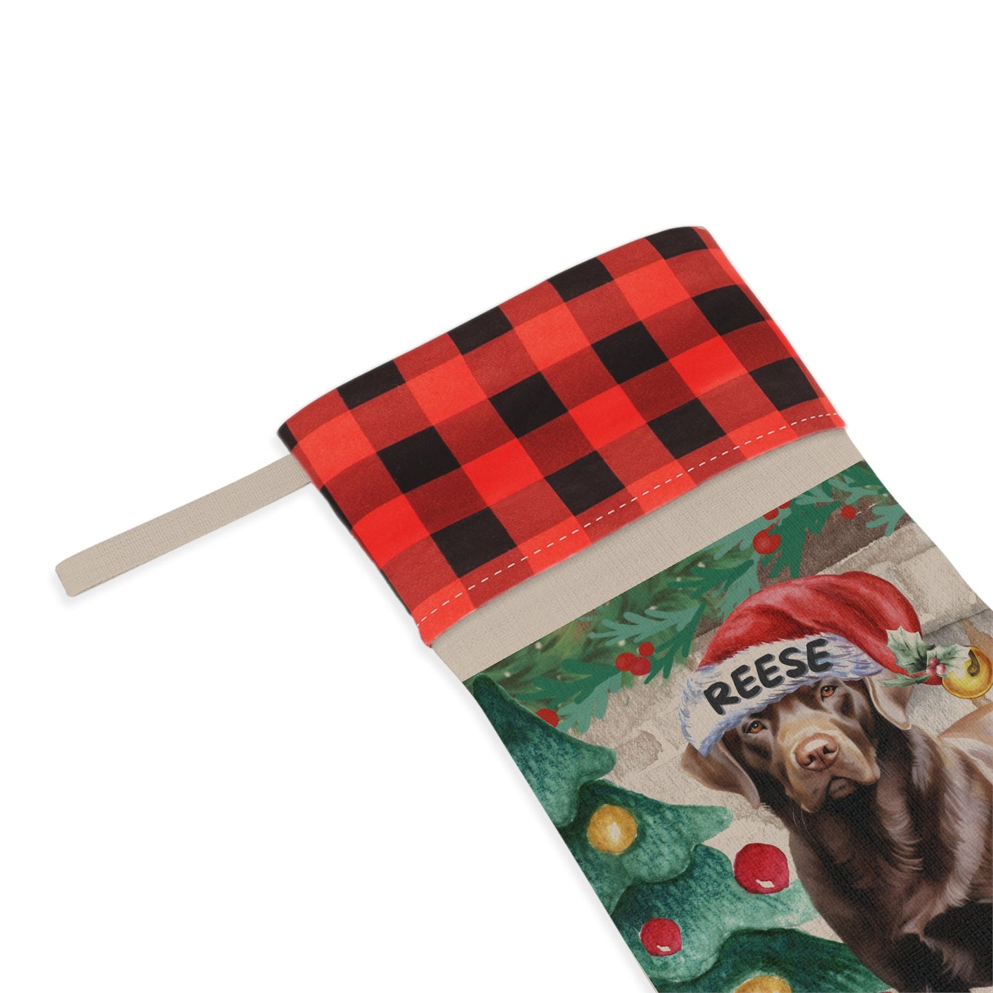 Personalized Chocolate Labrador Retriever  Christmas Stocking - Custom Brown Lab Mom or Dad Gift, Brown Lab Gift, Dog Stocking