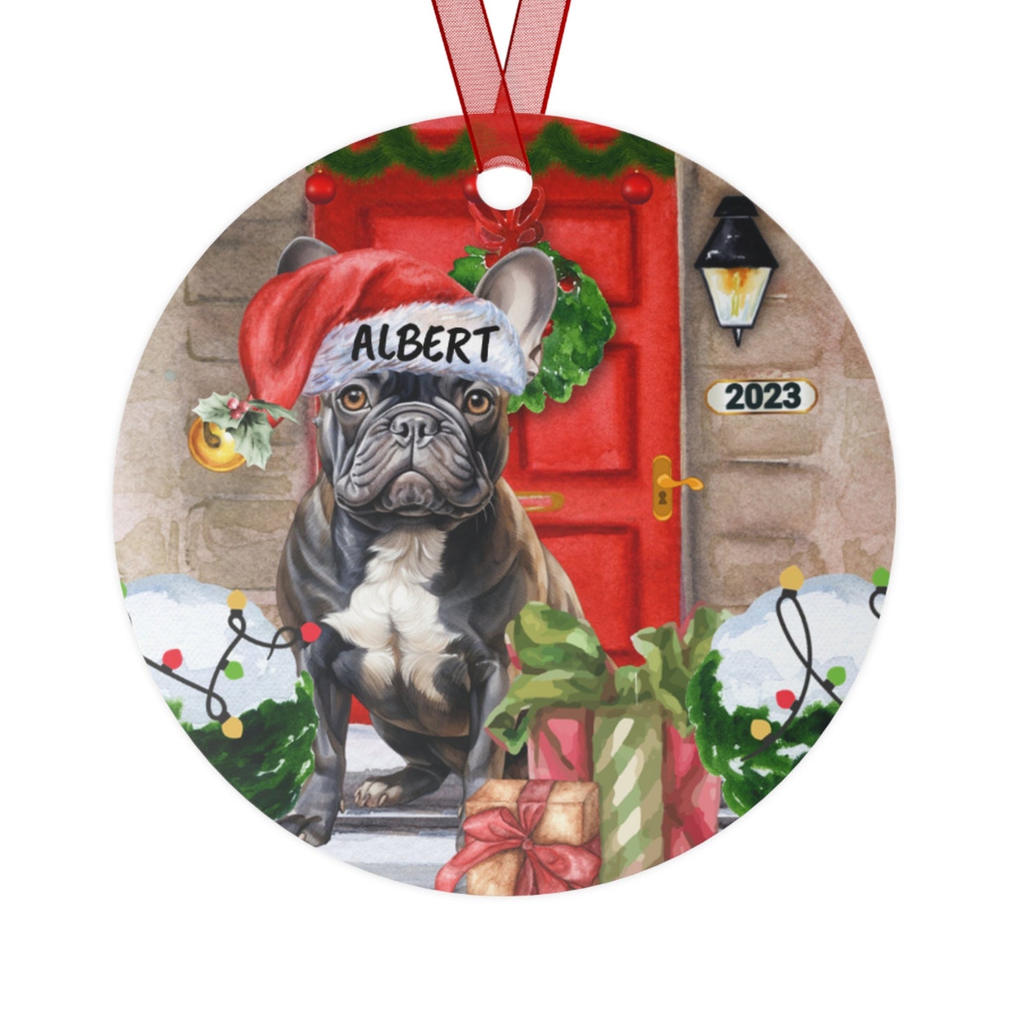 Personalized Black French Bulldog - Frenchie Christmas Ornament, Custom Black Frenchie Dog Mom Gift, French Bulldog Keepsake Metal