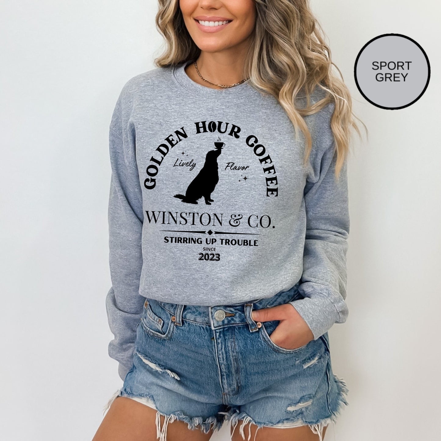 Personalized Golden Retriever Coffee Sweatshirt - Perfect Christmas or Bday Gift for Golden Retriever Moms, Funny Dog and Coffee L