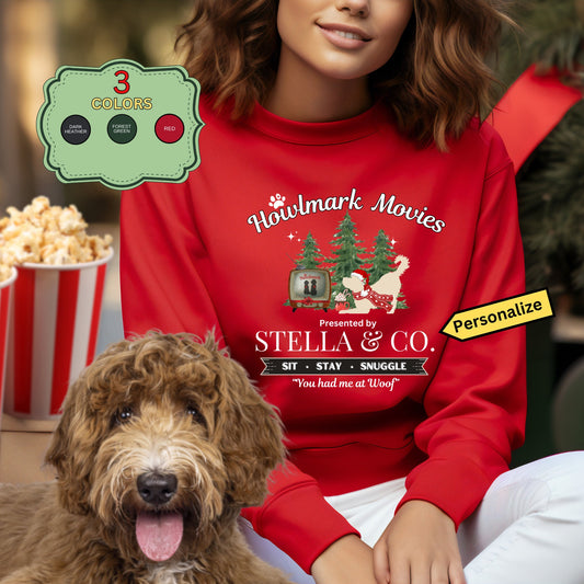 Personalized Doodle Dog Christmas Sweatshirt - Light Colored Goldendoodle, Bernedoodle Labradoodle, Aussiedoodle, Etc. Funny Dog M