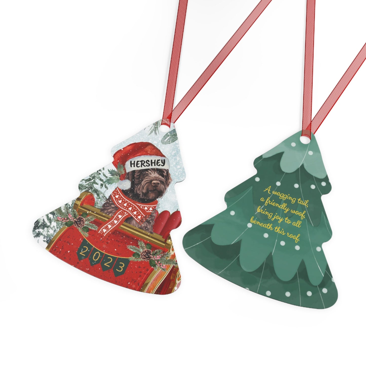 Personalized Chocolate Brown Doodle Christmas Ornament - Aluminum Doodle Mom Gift, Labradoodle, Goldendoodle, Doodle Dog