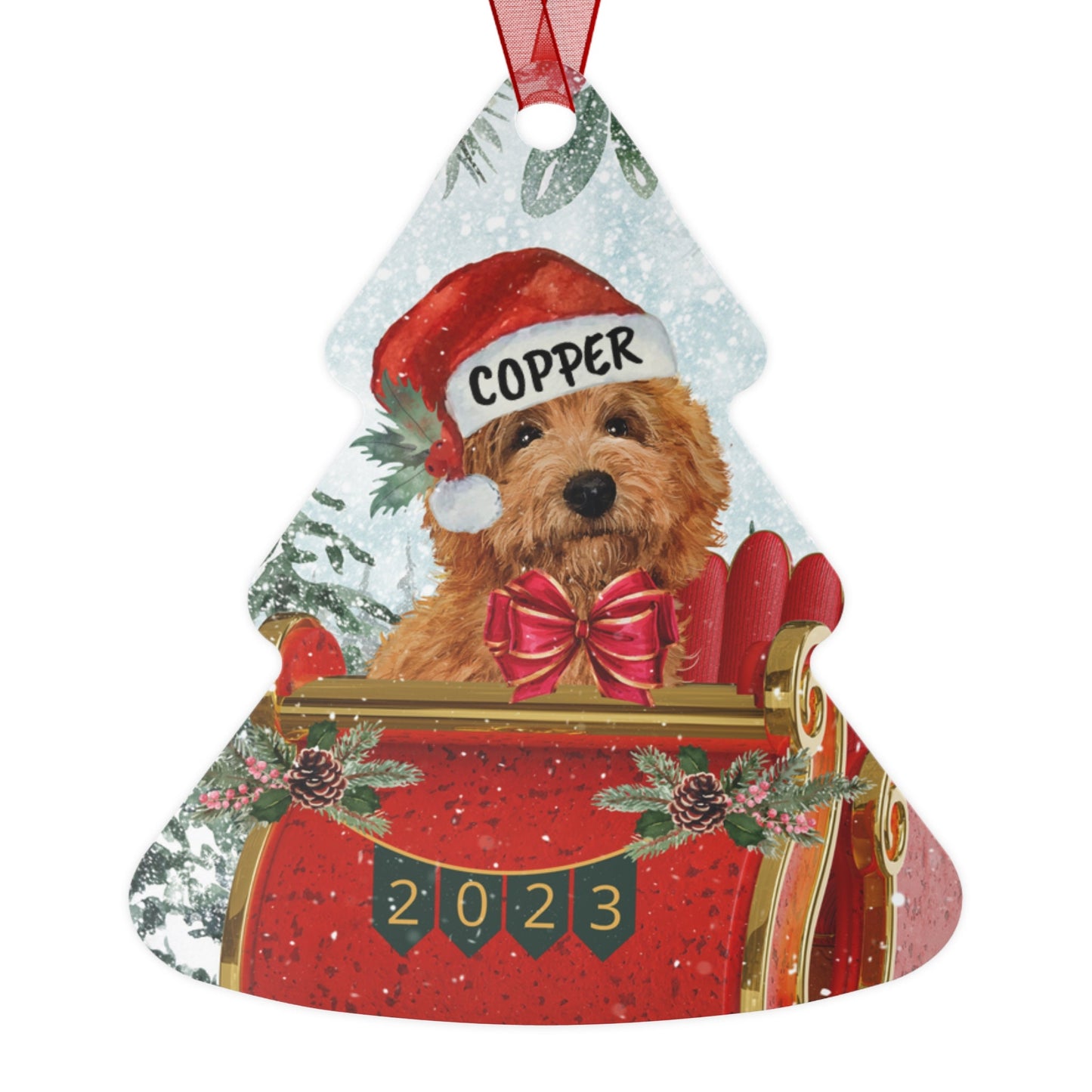 Personalized Red Apricot Doodle - Cockapoo Christmas Ornament, Doodle Mom Gift, Labradoodle, Goldendoodle, Cockapoo, Cavapoo