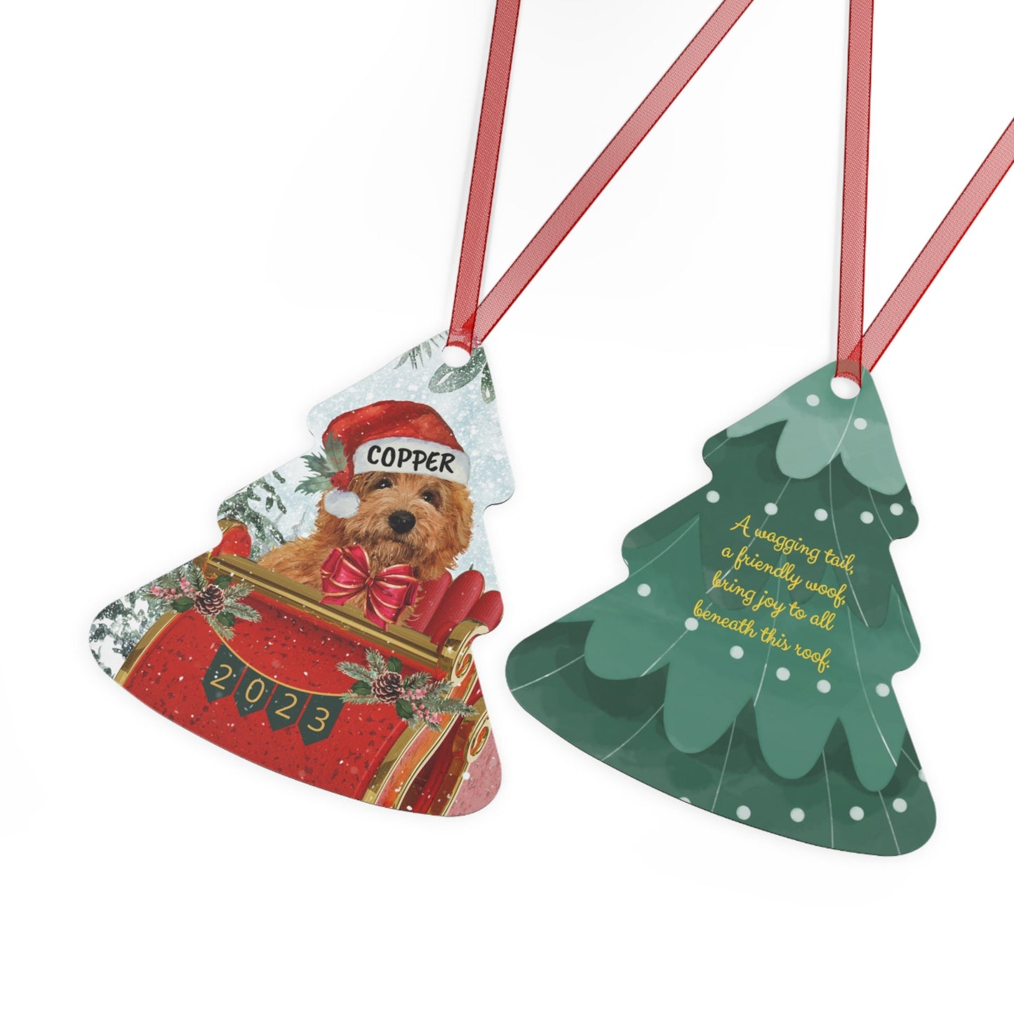 Personalized Red Apricot Doodle - Cockapoo Christmas Ornament, Doodle Mom Gift, Labradoodle, Goldendoodle, Cockapoo, Cavapoo