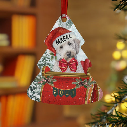 Personalized White Doodle Christmas Ornament - Metal Light Colored Doodle Mom Gift, Labradoodle, Goldendoodle, Doodle Dog, Keepsak