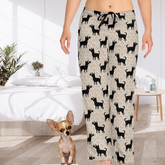 Chihuahua Coffee Pajama Lounge Pants - Chihuahua Dog Mom Christmas or Birthday Gift, Women's Dog and Coffee Lover Lounge Pants, Ta