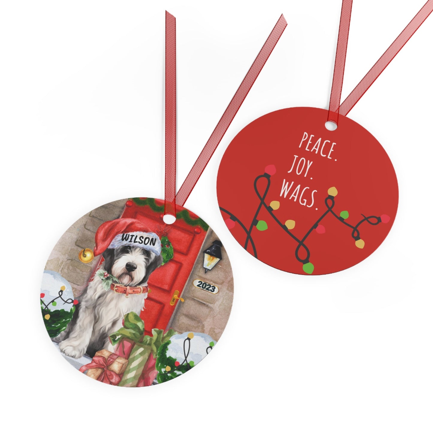 Personalized Sheepadoodle - Bernedoodle, Doodle Dog Christmas Ornament, Doodle Mom Gift, Metal Ornament, Sheepdog Gift