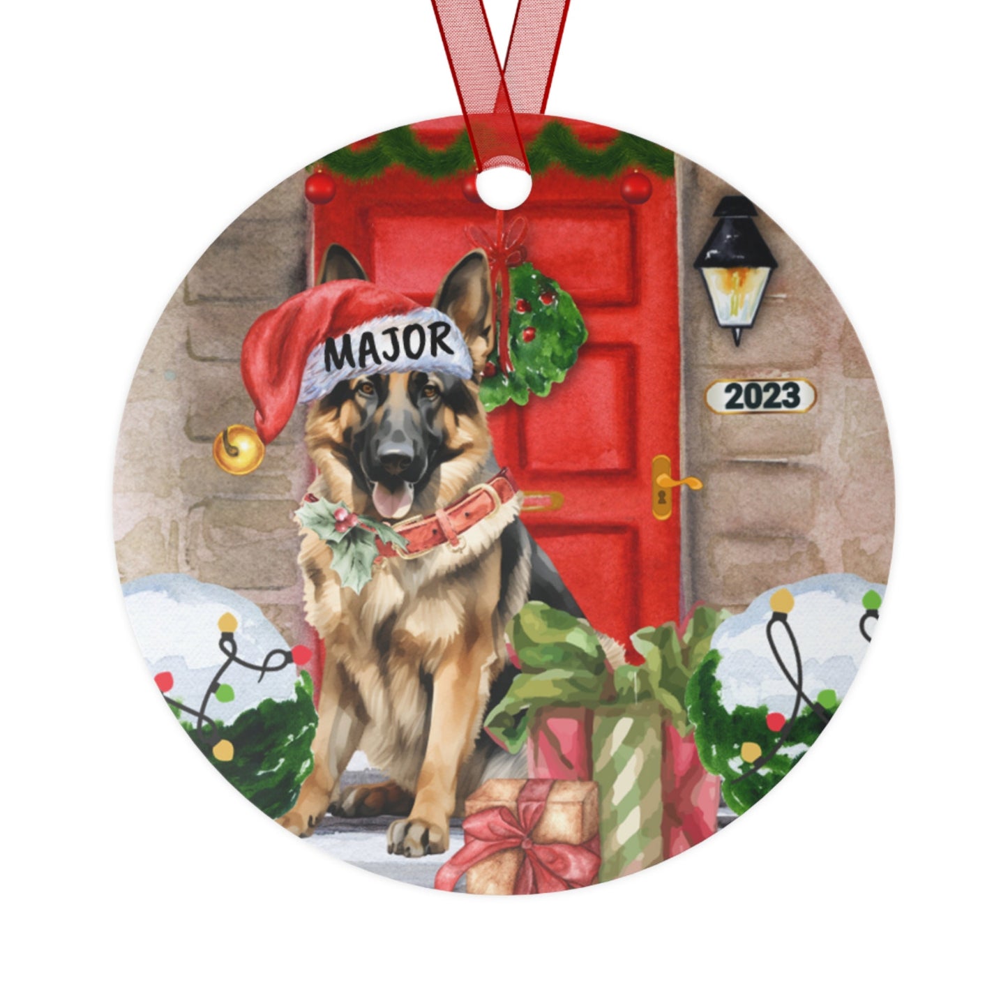 Personalized German Shepherd Dog Christmas Ornament - German Shepherd Mom Gift, Metal Ornament, Custom German Shepherd Gift Orname