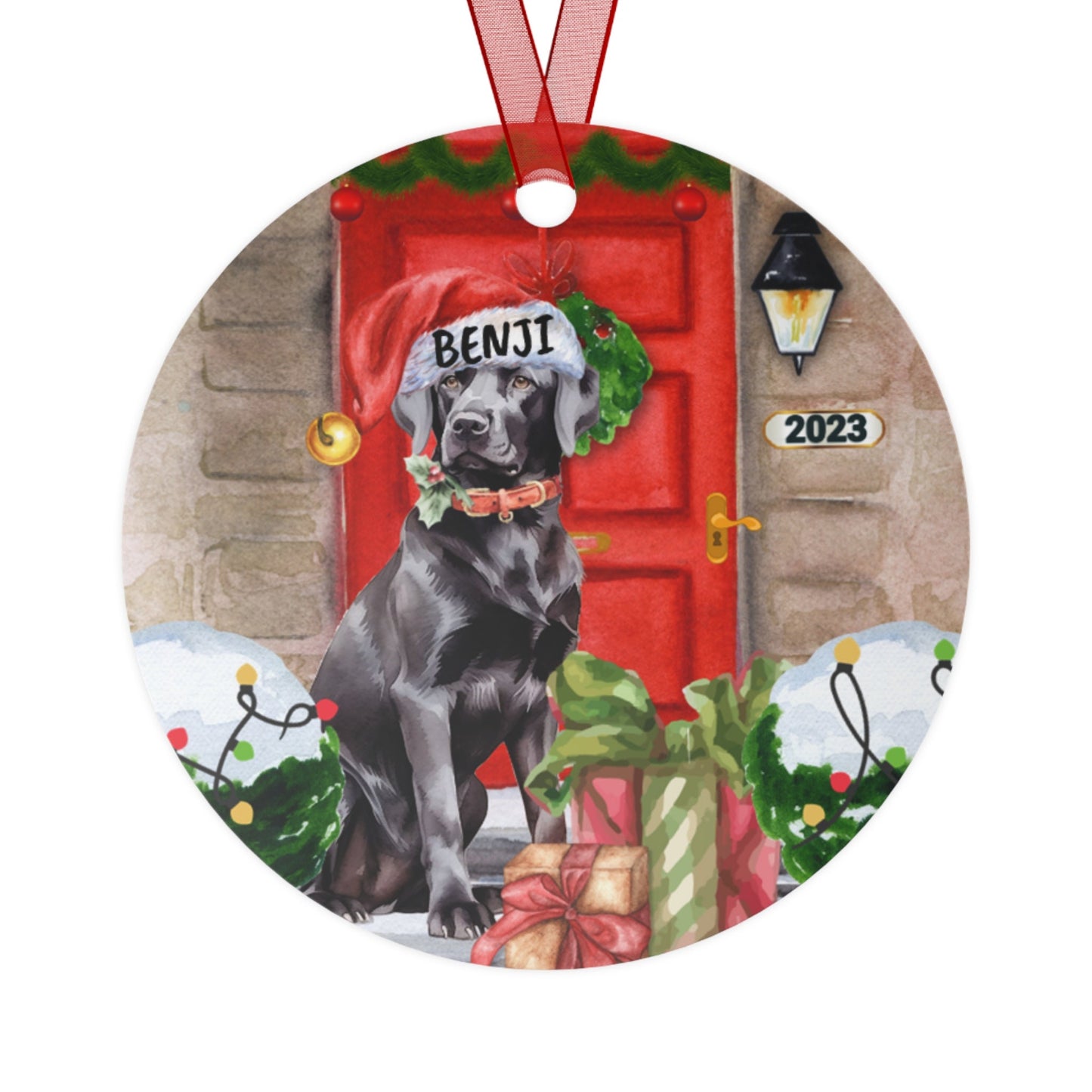 Personalized Black Labrador Retriever Dog Christmas Ornament - Black Lab Mom Gift, Metal Ornament, Custom Labrador Retriever Gift