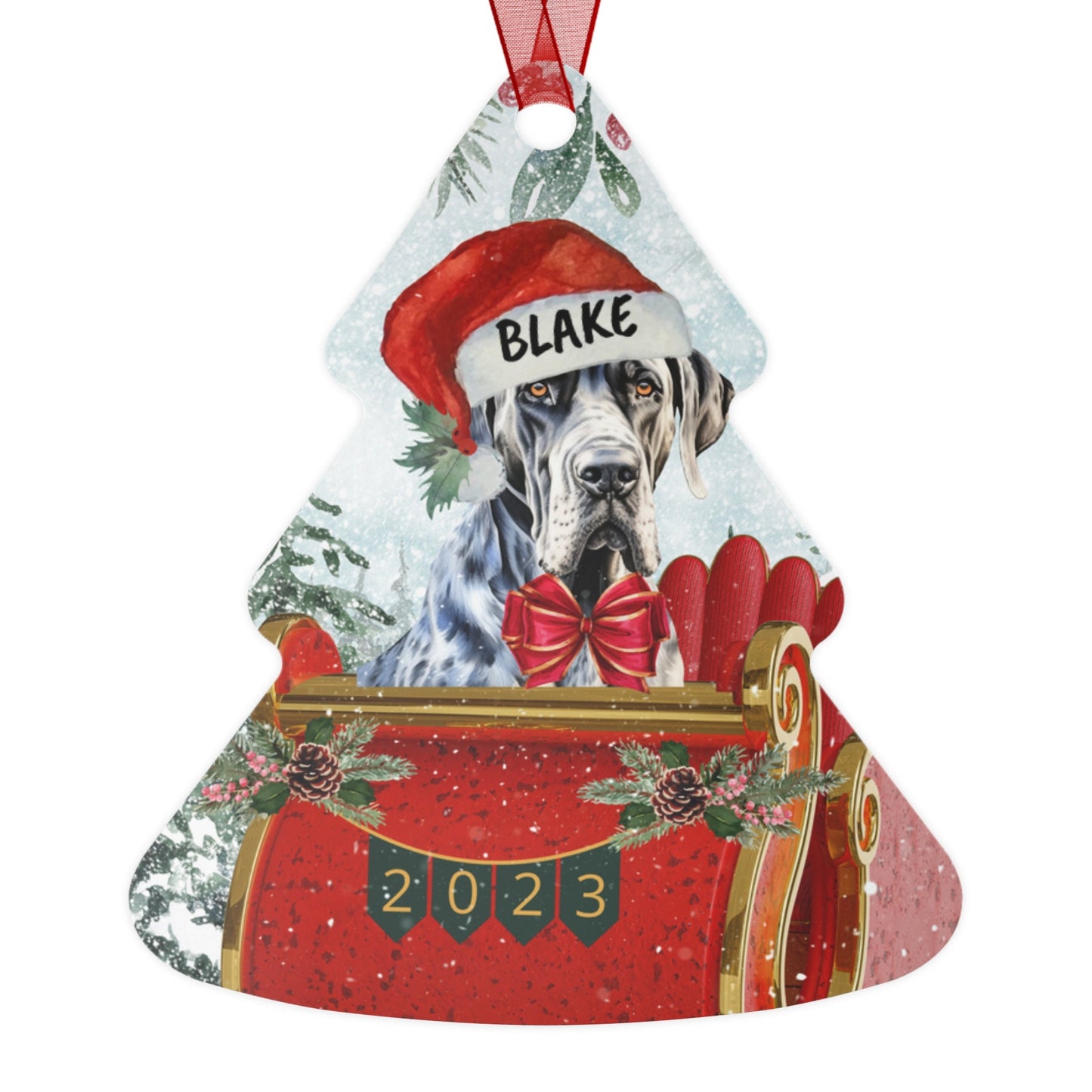 Personalized Great Dane Dog Christmas Ornament - Great Dane Mom Gift, Custom Great Dane Dog Keepsake Gift, Aluminum Ornament