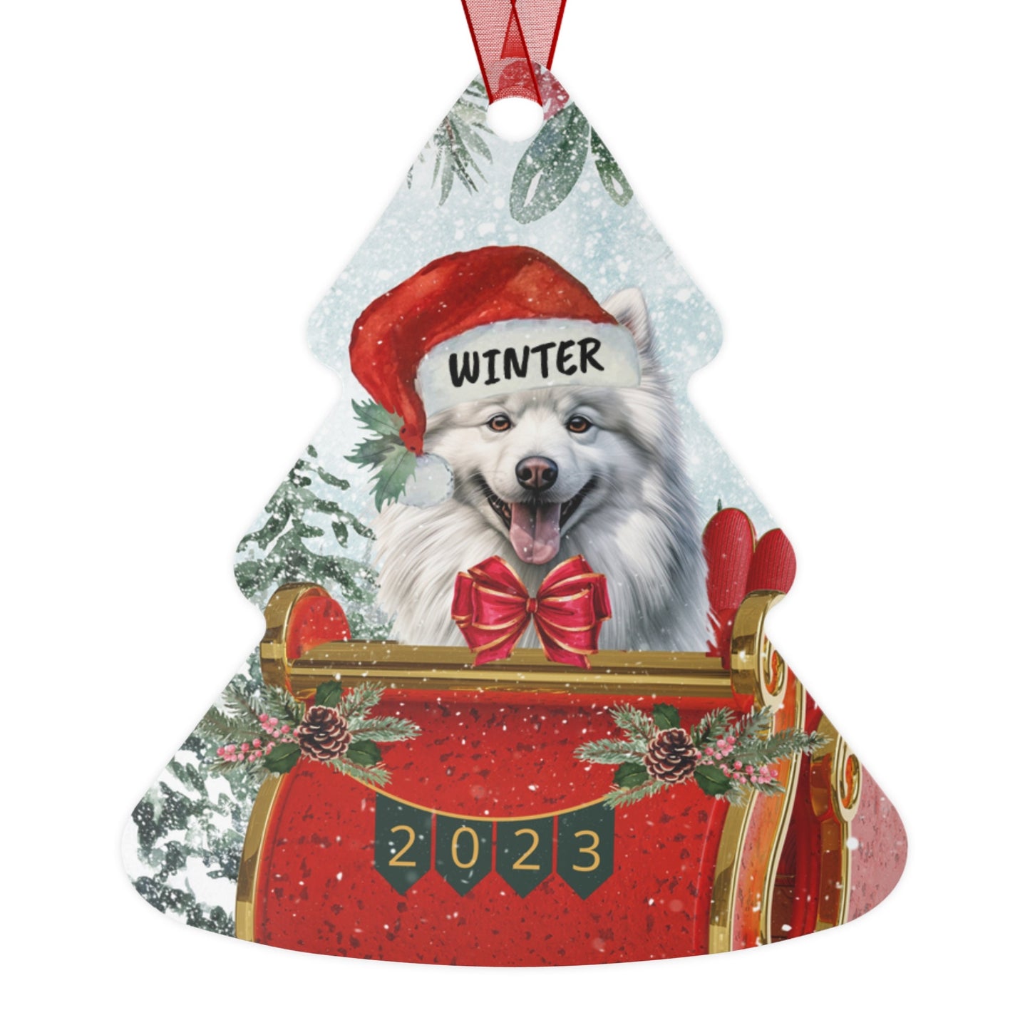 Personalized American Eskimo Dog Christmas Ornament - American Eskimo Mom Gift, Custom American Eskimo  Dog Keepsake Gift, Aluminu