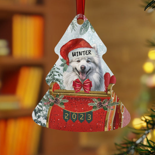 Personalized American Eskimo Dog Christmas Ornament - American Eskimo Mom Gift, Custom American Eskimo  Dog Keepsake Gift, Aluminu