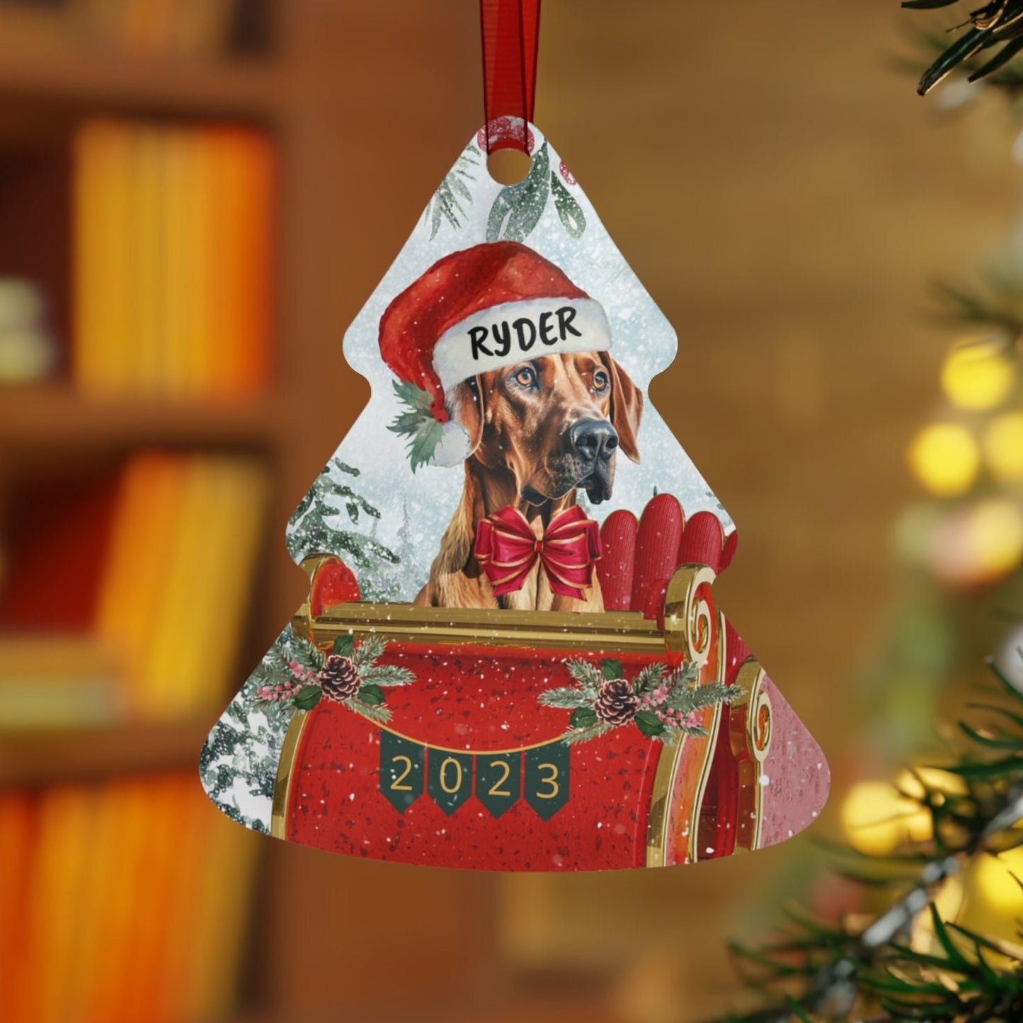 Personalized Rhodesian Ridgeback Dog Christmas Ornament - Rhodesian Ridgeback Mom Gift, Custom  Dog Keepsake Gift, Aluminum Orname