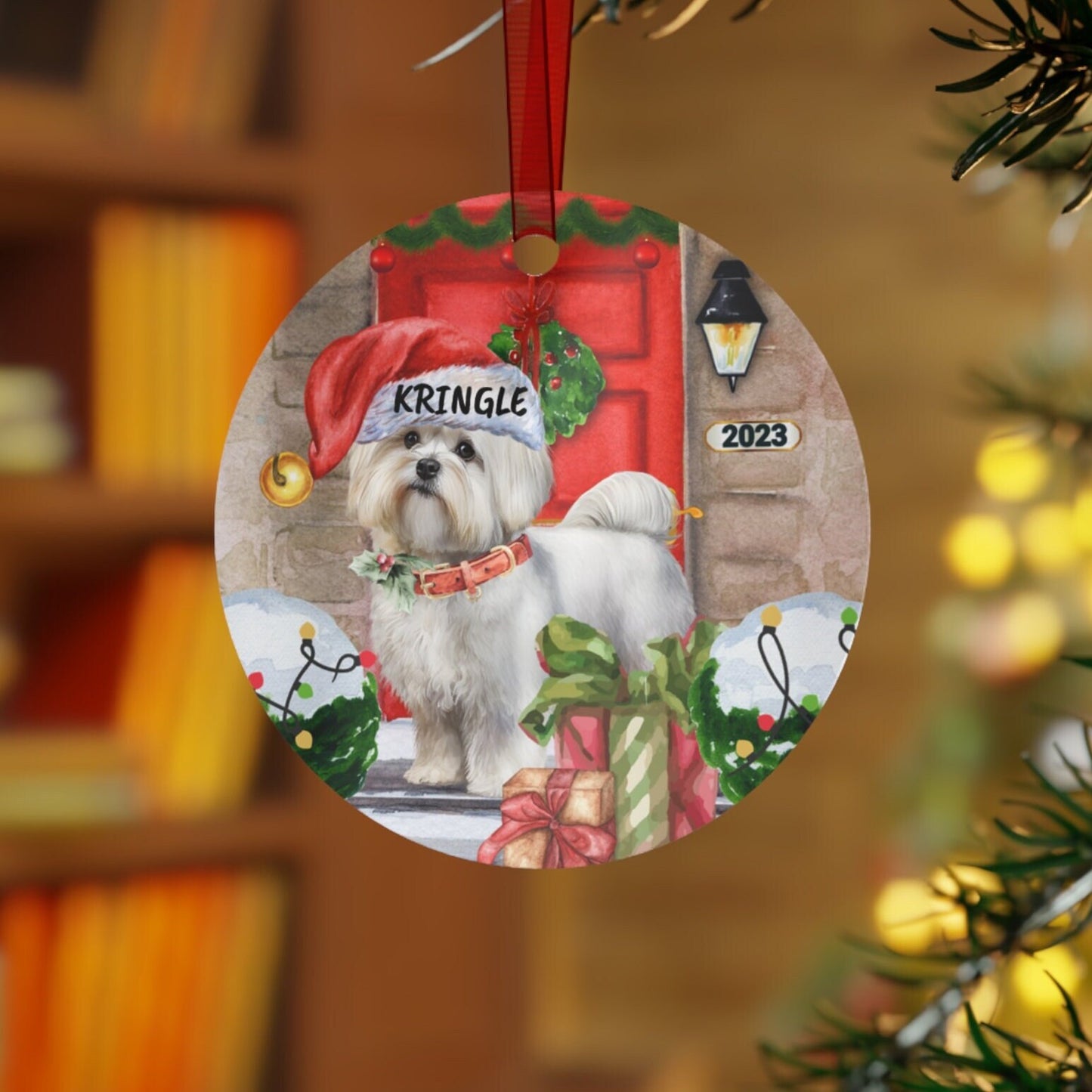 Personalized Maltese Dog Christmas Ornament - Maltese Mom Gift, Metal Ornament, Custom Maltese Gift Ornament